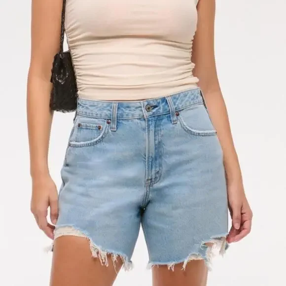 Abercrombie & Fitch Curve Love High Rise Loose Short Size 27 - Picture 3 of 7